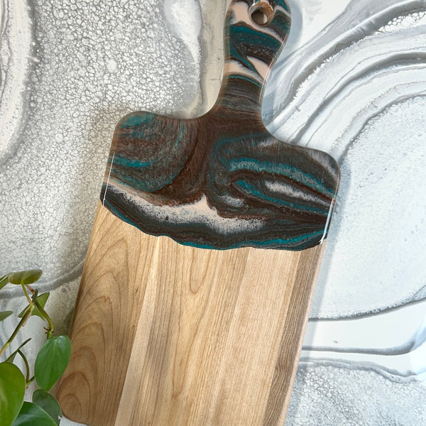 Maple Epoxy Art Charcuterie Board with Handle - 16" x 8" (#3672)