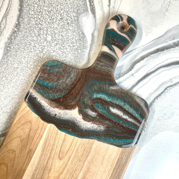 Maple Epoxy Art Charcuterie Board with Handle - 16" x 8" (#3672)