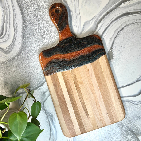 Maple Epoxy Art Charcuterie Board with Handle - 16" x 8" (#3673)