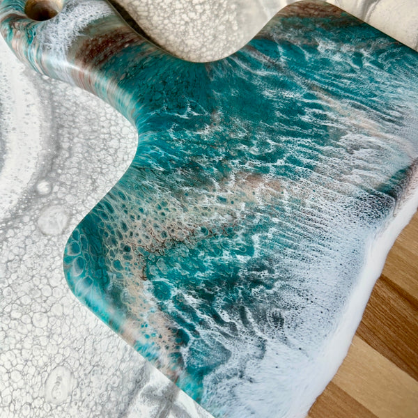 Maple Epoxy Art Charcuterie Board with Handle - 16" x 8" (#3674)