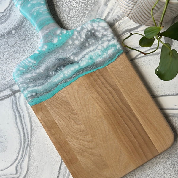 Maple Epoxy Art Charcuterie Board with Handle - 16" x 8" (#3675)