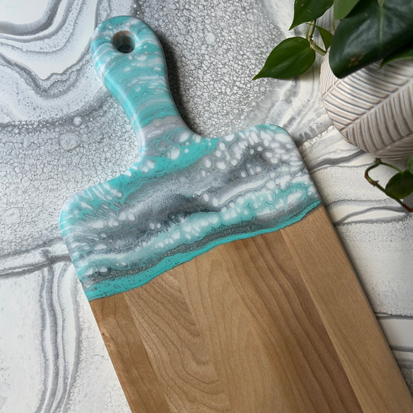 Maple Epoxy Art Charcuterie Board with Handle - 16" x 8" (#3675)
