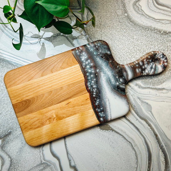 Maple Epoxy Art Charcuterie Board with Handle - 16" x 8" (#3676)