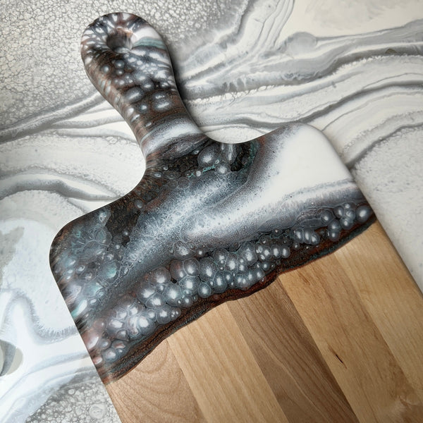 Maple Epoxy Art Charcuterie Board with Handle - 16" x 8" (#3676)