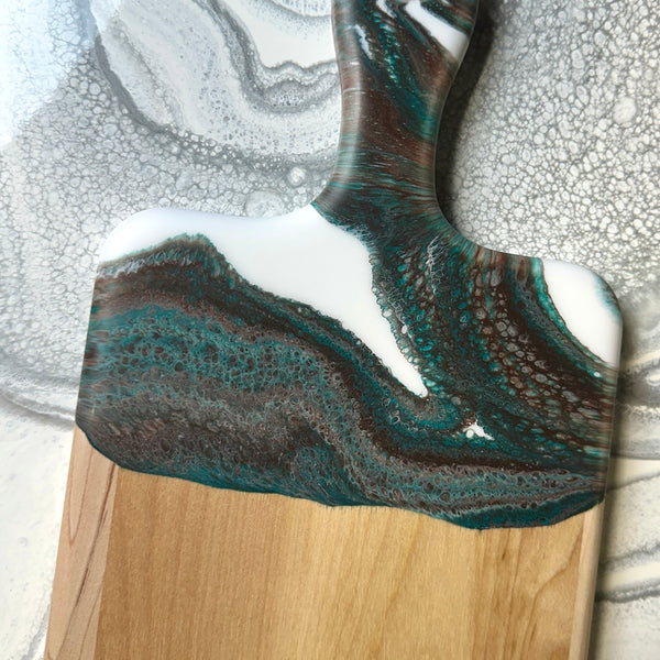 Maple Epoxy Art Charcuterie Board with Handle - 16" x 8" (#3679)