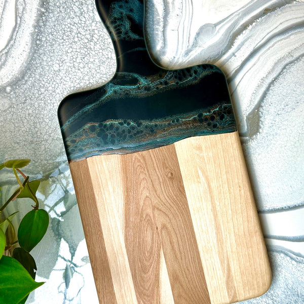 Maple Epoxy Art Charcuterie Board with Handle - 16" x 8" (#3680)
