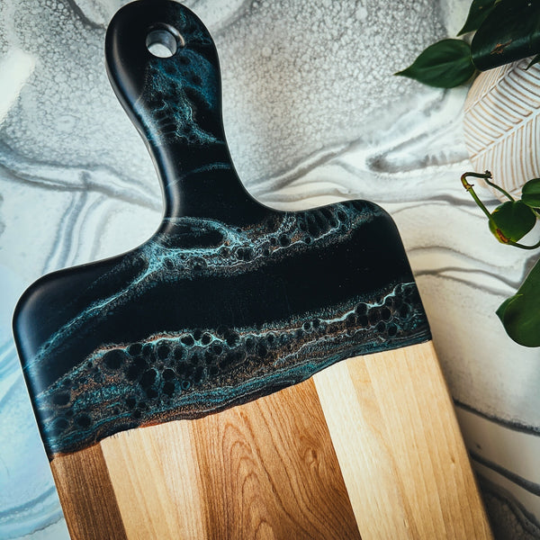 Maple Epoxy Art Charcuterie Board with Handle - 16" x 8" (#3680)