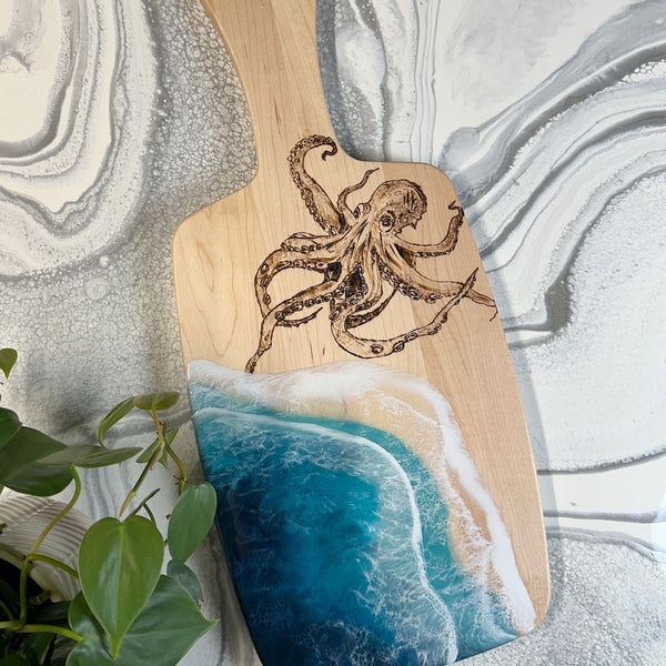 "The Kraken" Maple Georgian Bay Charcuterie Board with Handle - 18" x 8" (#3681)