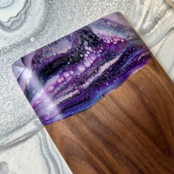 Black Walnut Epoxy Art Charcuterie Board - 11" x 7" (#3685)