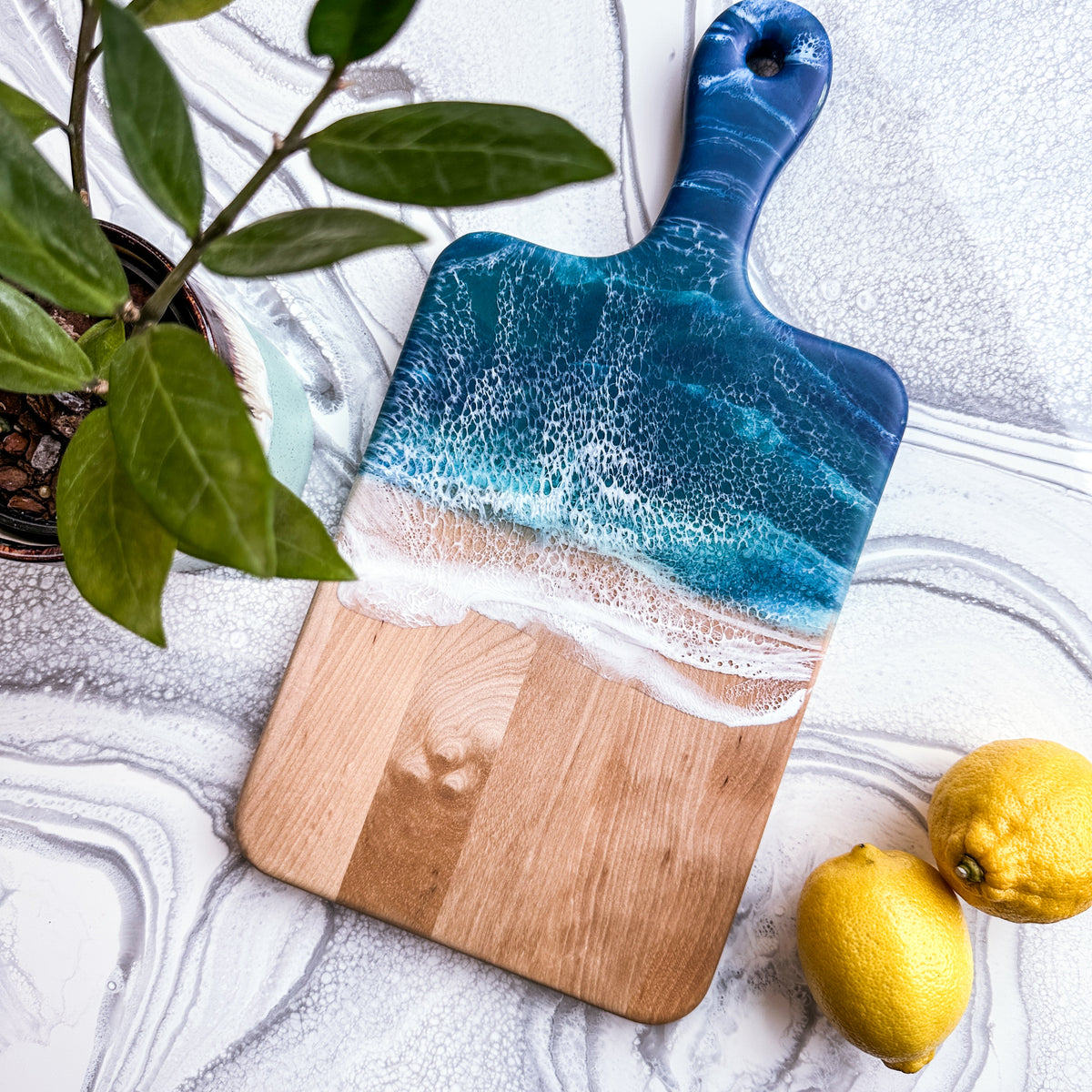 Maple Coastal Charcuterie Board with Handle - 16" x 8" (#3656)