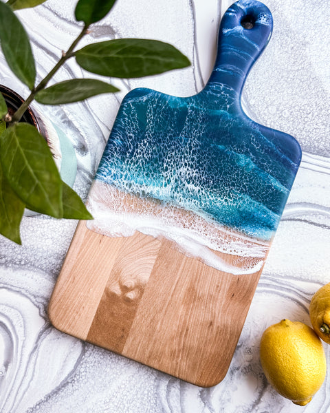 Maple Coastal Charcuterie Board with Handle - 16" x 8" (#3656)
