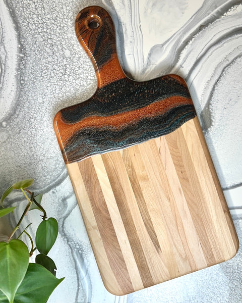 Maple Epoxy Art Charcuterie Board with Handle - 16" x 8" (#3673)