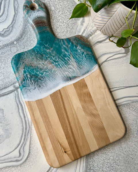 Maple Epoxy Art Charcuterie Board with Handle - 16" x 8" (#3674)