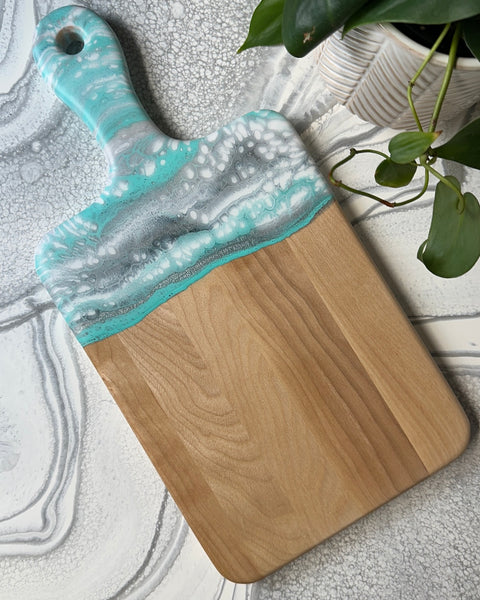 Maple Epoxy Art Charcuterie Board with Handle - 16" x 8" (#3675)