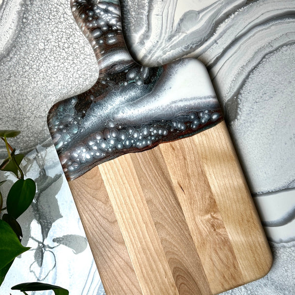 Maple Epoxy Art Charcuterie Board with Handle - 16" x 8" (#3676)