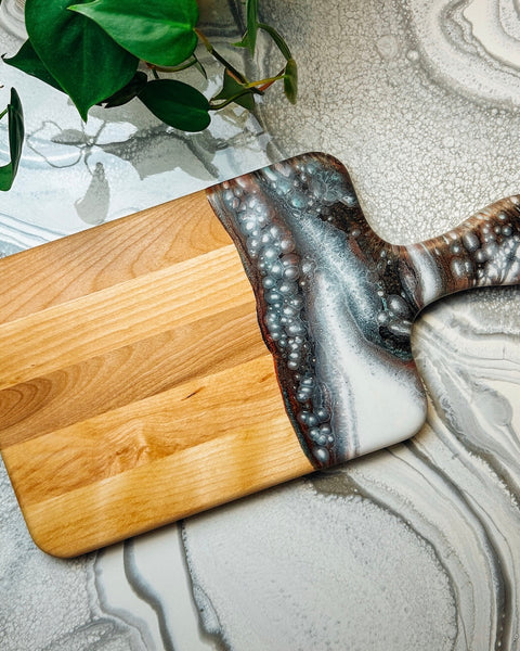 Maple Epoxy Art Charcuterie Board with Handle - 16" x 8" (#3676)