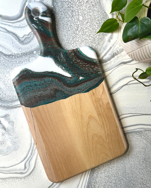 Maple Epoxy Art Charcuterie Board with Handle - 16" x 8" (#3679)