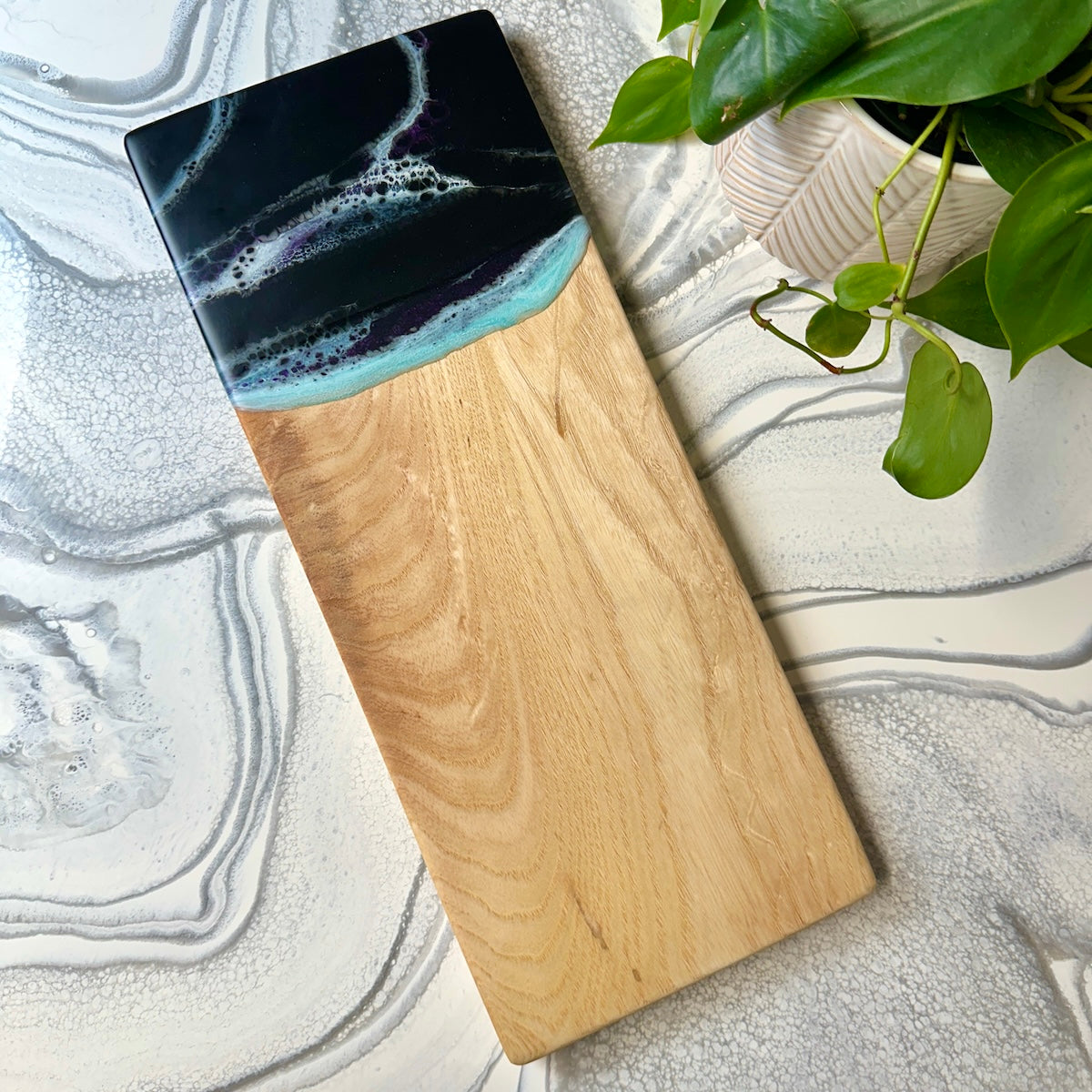 Ash Epoxy Art Charcuterie Board - 16" x 6.5" (#3684)