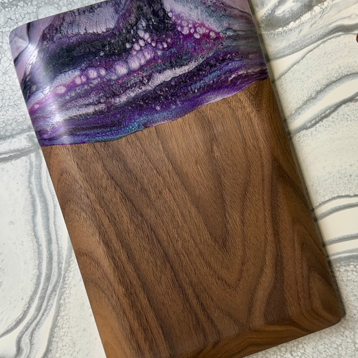 Black Walnut Epoxy Art Charcuterie Board - 11" x 7" (#3685)