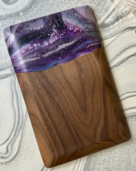 Black Walnut Epoxy Art Charcuterie Board - 11" x 7" (#3685)