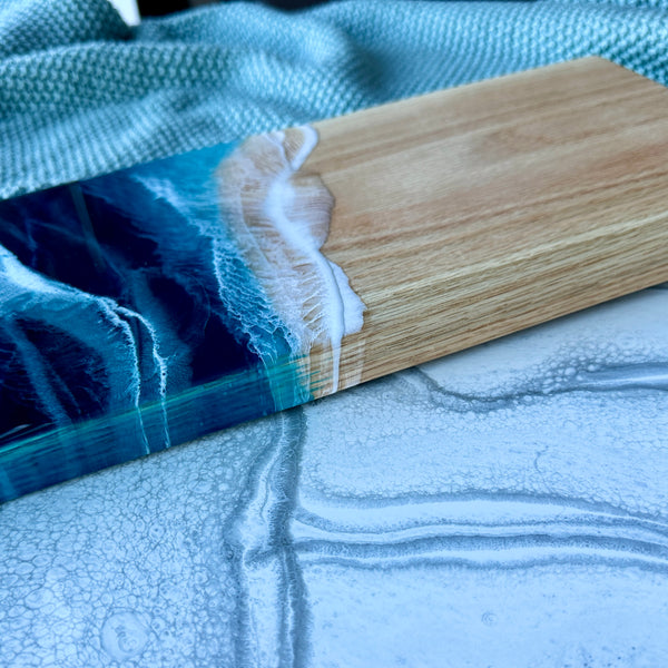 Red Oak Epoxy Beach Waves Cheeseboard - 15" x 6.5"