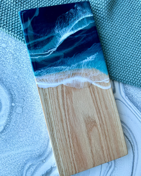 Red Oak Epoxy Beach Waves Cheeseboard - 15" x 6.5"