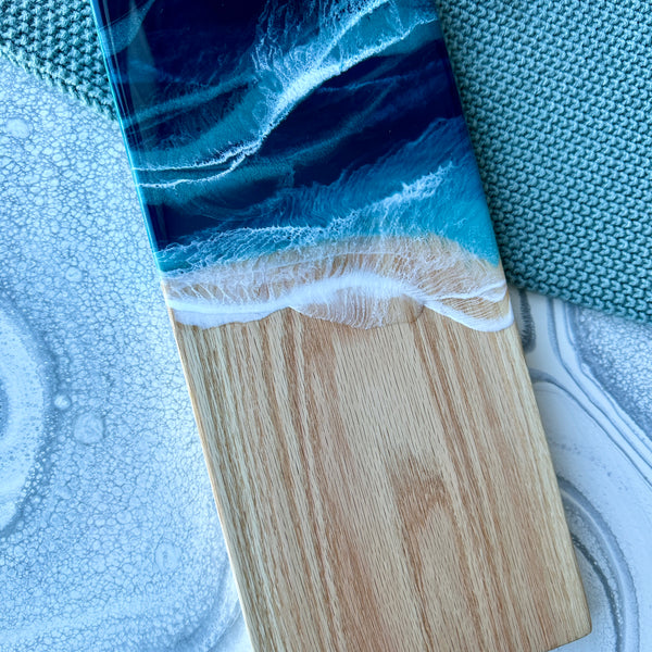 Red Oak Epoxy Beach Waves Cheeseboard - 15" x 6.5"