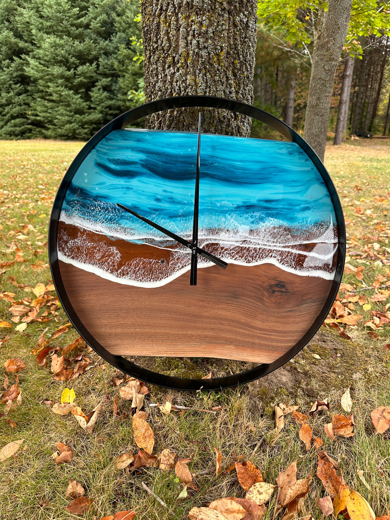 21" Live Edge Black Walnut Georgian Bay Clock (#3520)