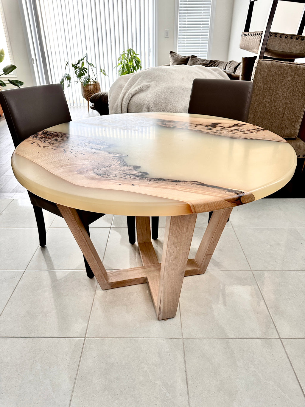Round Epoxy River Dining Table