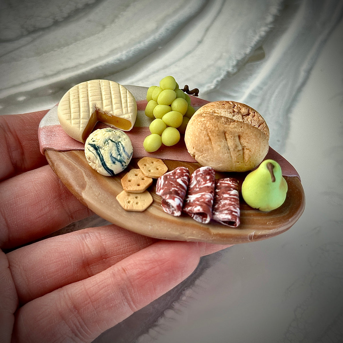 Miniature Cheeseboard Board Fridge Magnet - Wood & Rose Gold