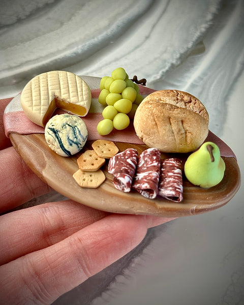 Miniature Cheeseboard Board Fridge Magnet - Wood & Rose Gold