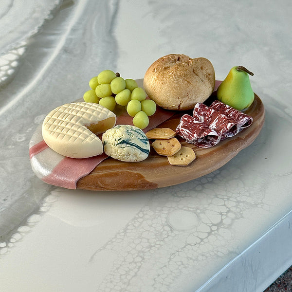 Miniature Cheeseboard Board Fridge Magnet - Wood & Rose Gold