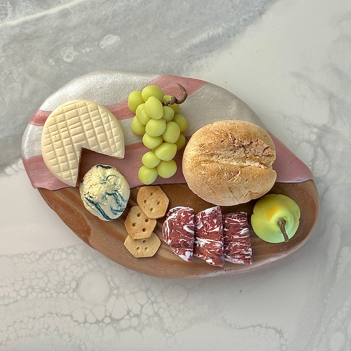 Miniature Cheeseboard Board Fridge Magnet - Wood & Rose Gold