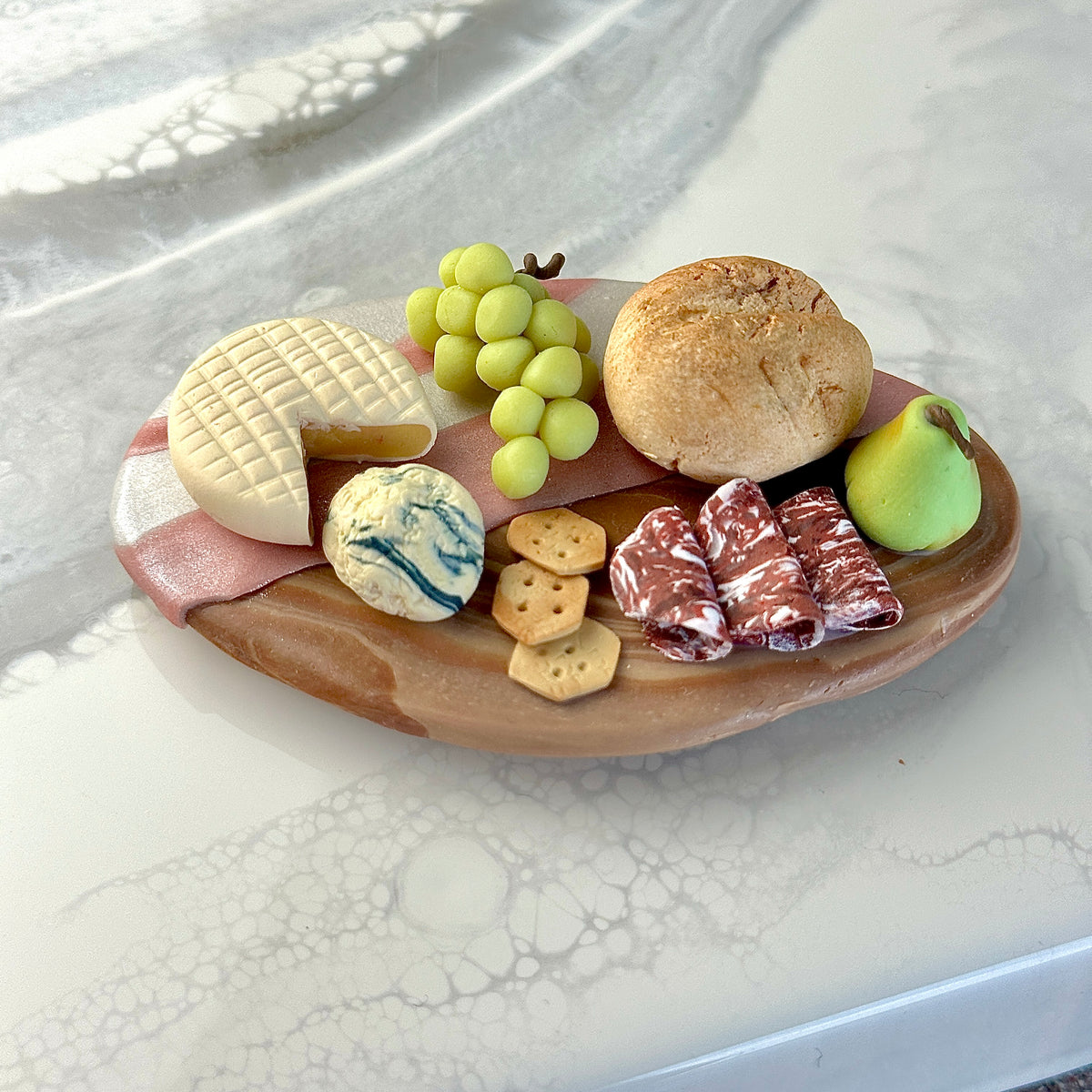 Miniature Cheeseboard Board Fridge Magnet - Wood & Rose Gold