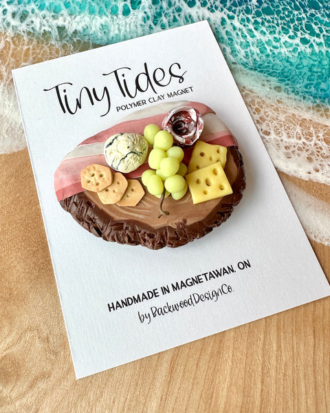 Miniature Cheeseboard Board Fridge Magnet - Wood & Rose Gold