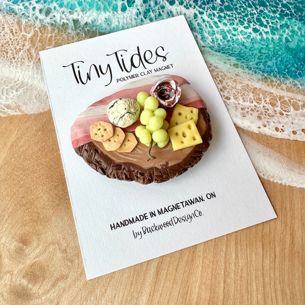 Miniature Cheeseboard Board Fridge Magnet - Wood & Rose Gold