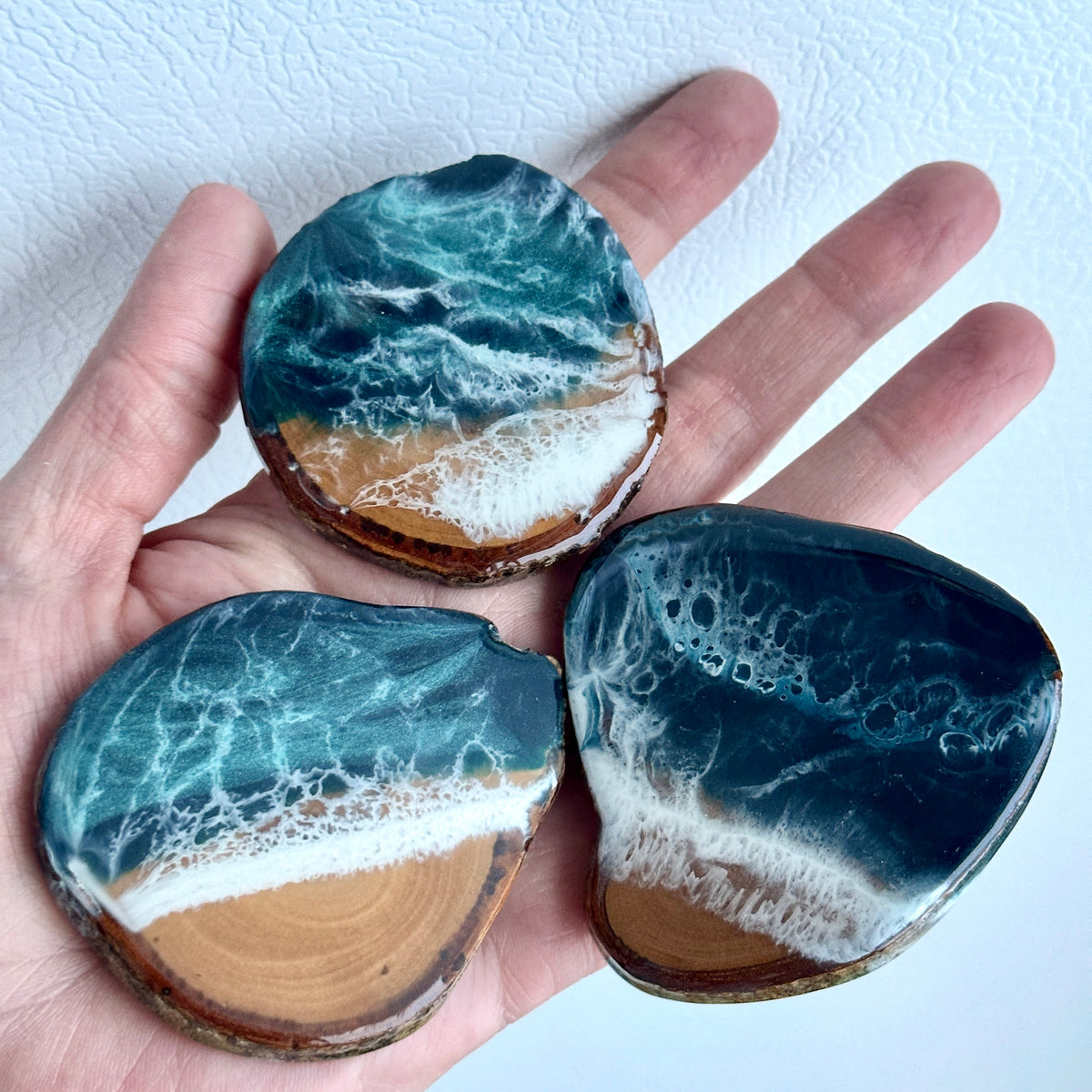 Fridge Magnet - Live Edge Wood + Epoxy Beach Waves