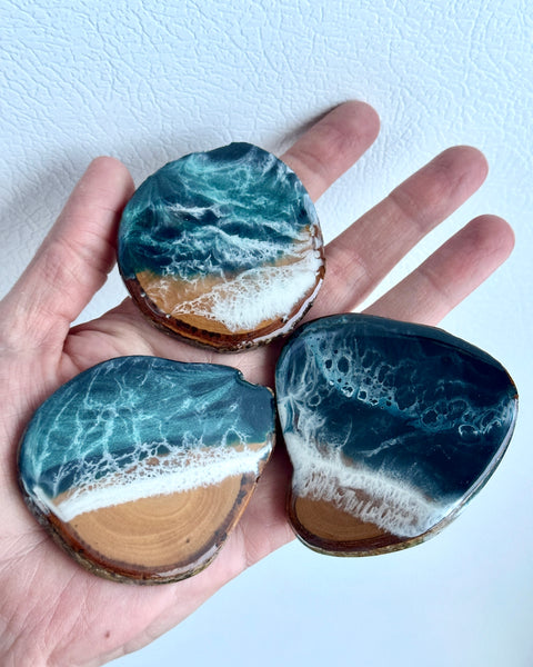 Fridge Magnet - Live Edge Wood + Epoxy Beach Waves