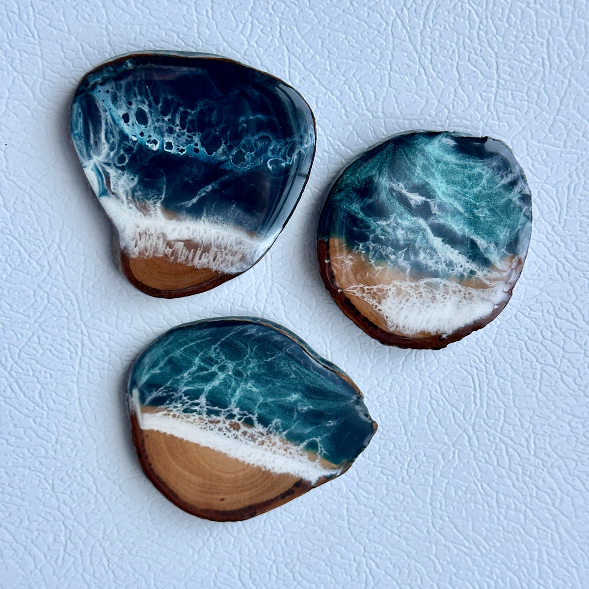 Fridge Magnet - Live Edge Wood + Epoxy Beach Waves
